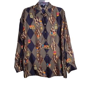 Escada Margaretha Ley harlequin silk blouse